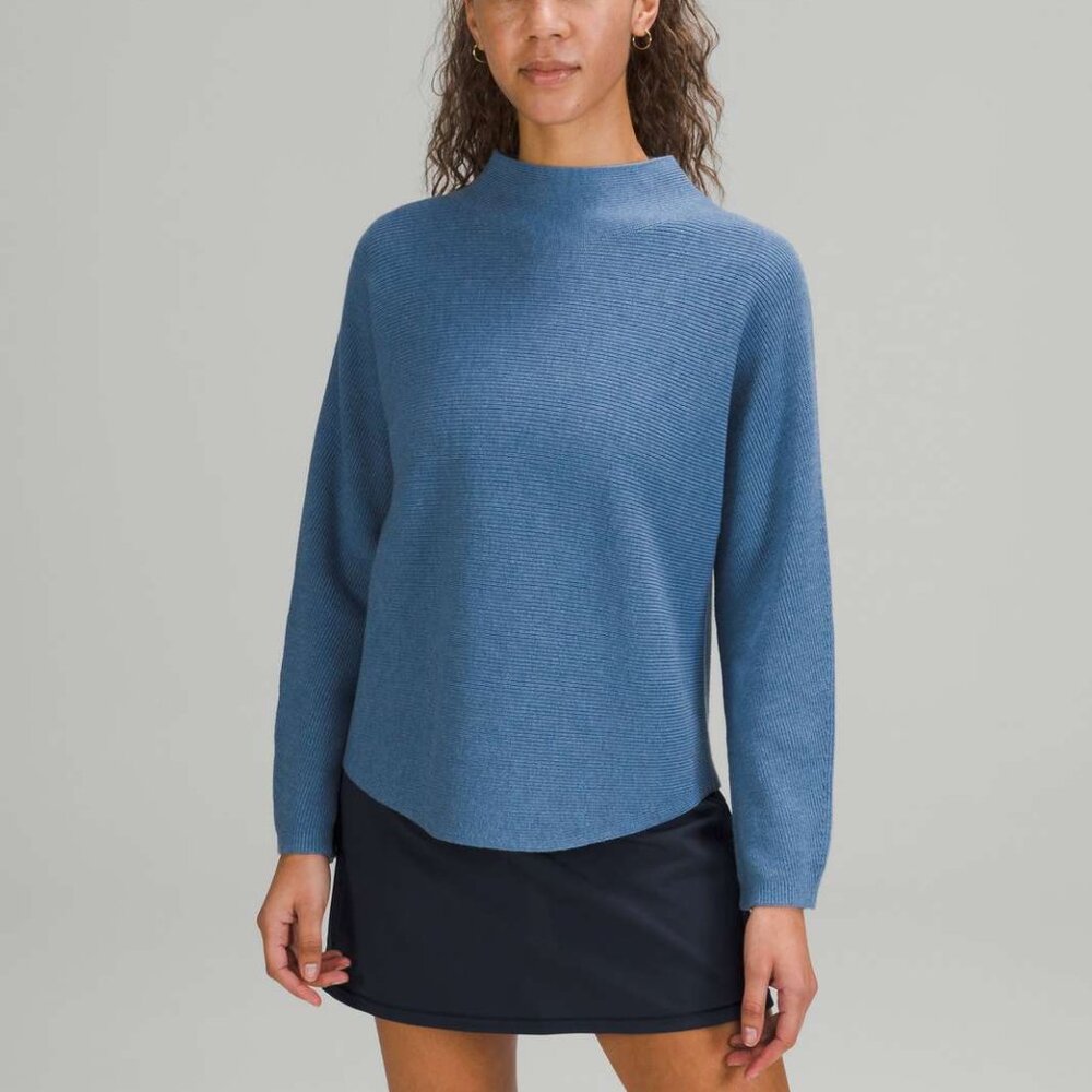 Lululemon Boxy Cotton-Blend Sweater Heathered Soft Denim Size M/L